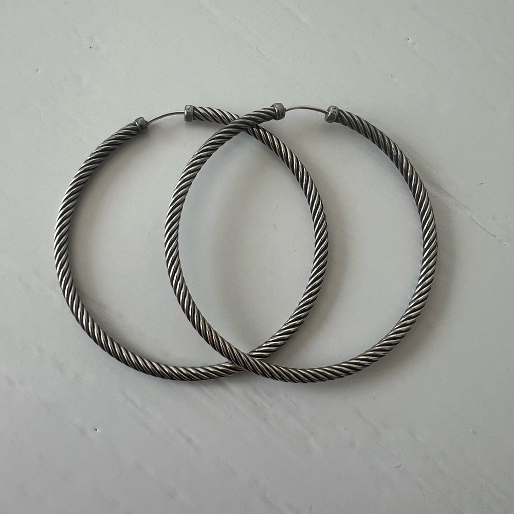 Authentic David Yurman Large 2” Cabled Hoop Earrings